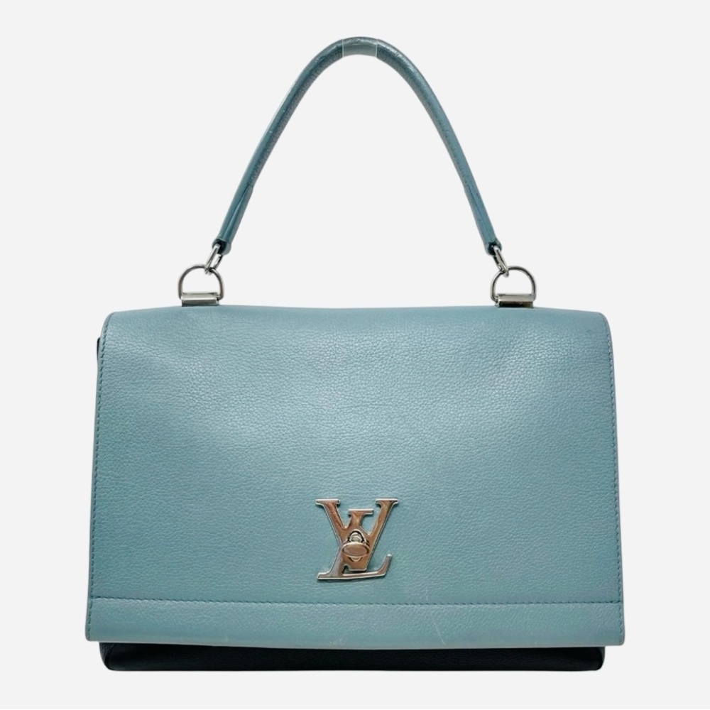SOLD- OFF PM Louis Vuitton Lockme II Top Handle Bag – Blue Leather Crossbody